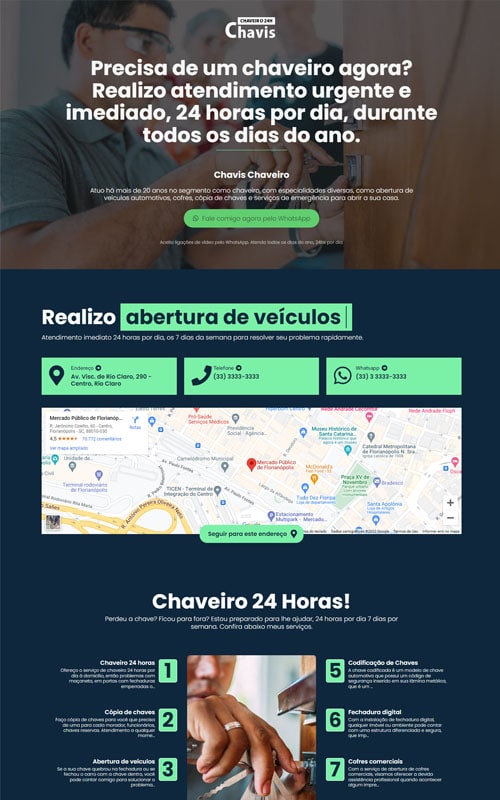 Modelo de Site para Chaveiros