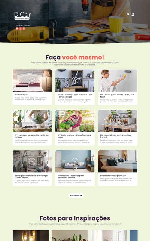 Modelo de site com Blog e Vlog para dicas de “faça você mesmo”