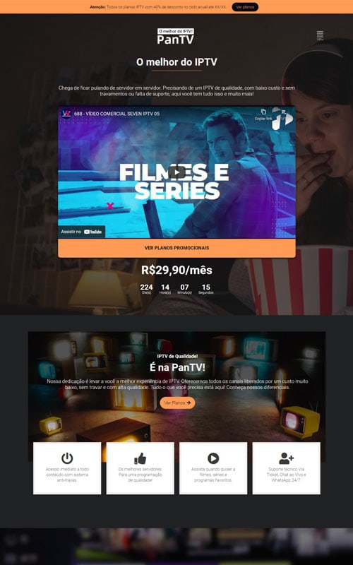 Modelo de Site para Revendedores de IPTV e TV Online