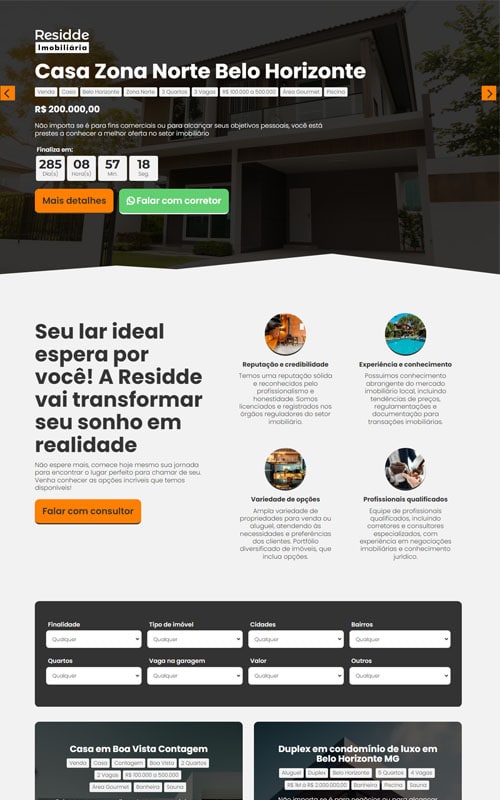 Landing page criada para imobiliária