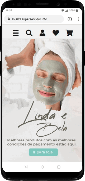 Página inicial pelo celular