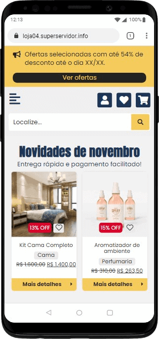 Pagina inicial pelo celular